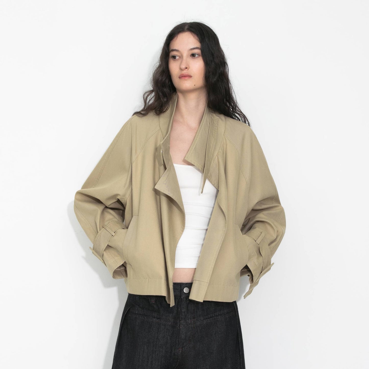 Overlay Cropped Trench Coat