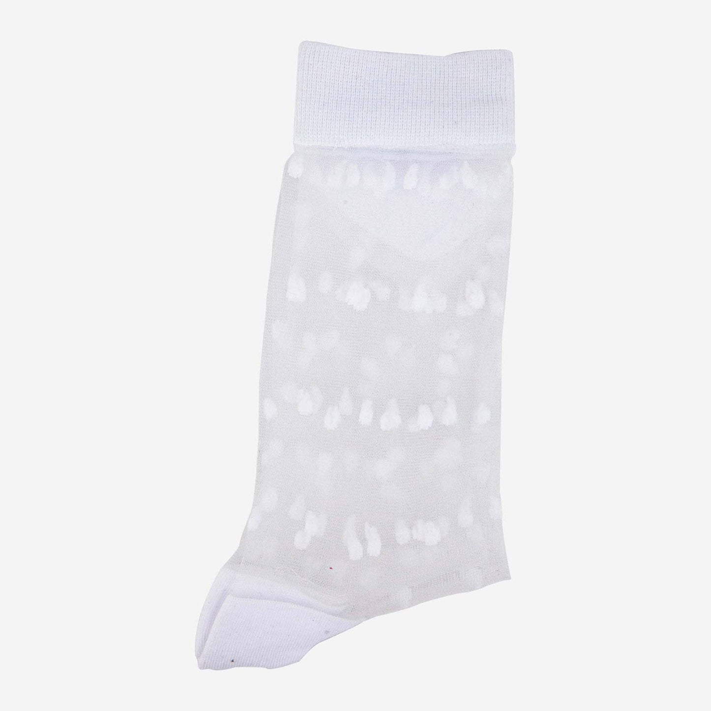 Women's Sheer Ankle Socks- White, Spots