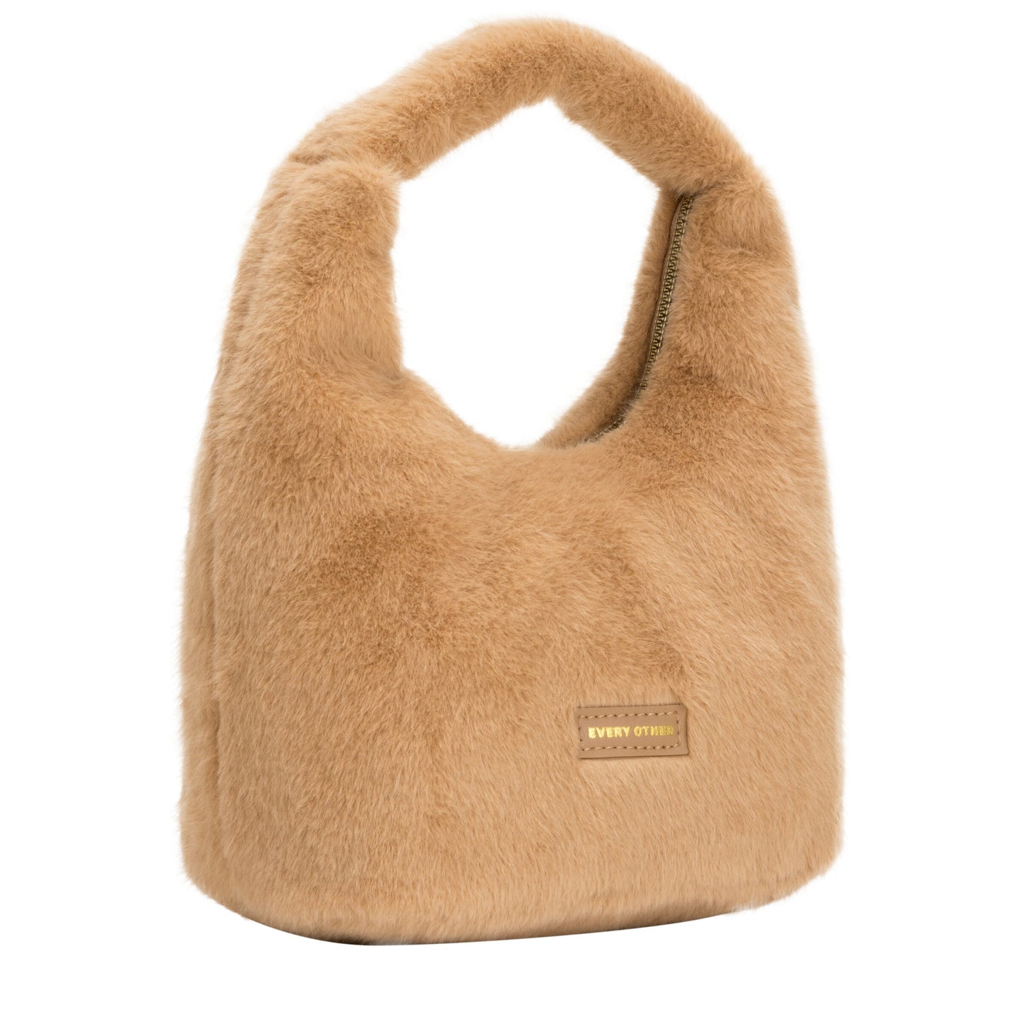 Faux fur handbag in tan