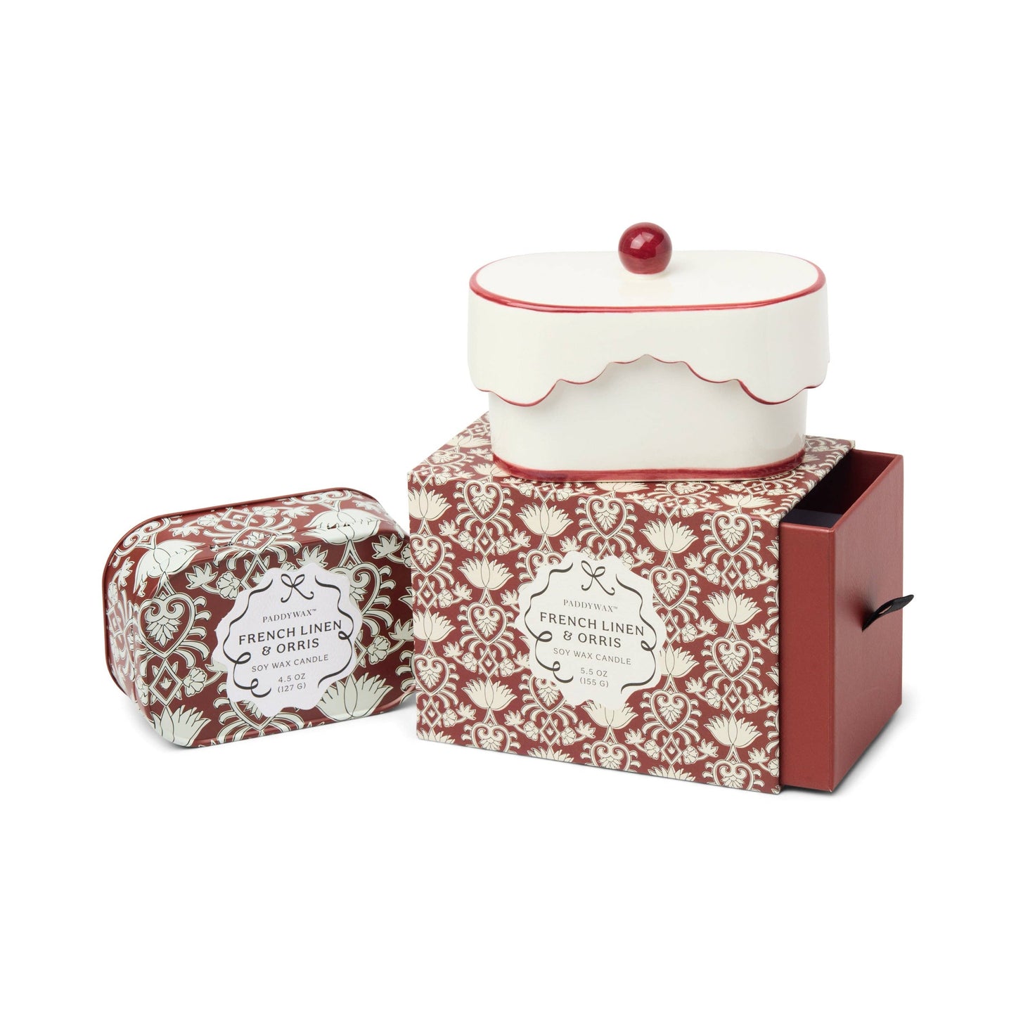 Cherie 155g Ceramic Dish Candle - Red - French Linen & Orris