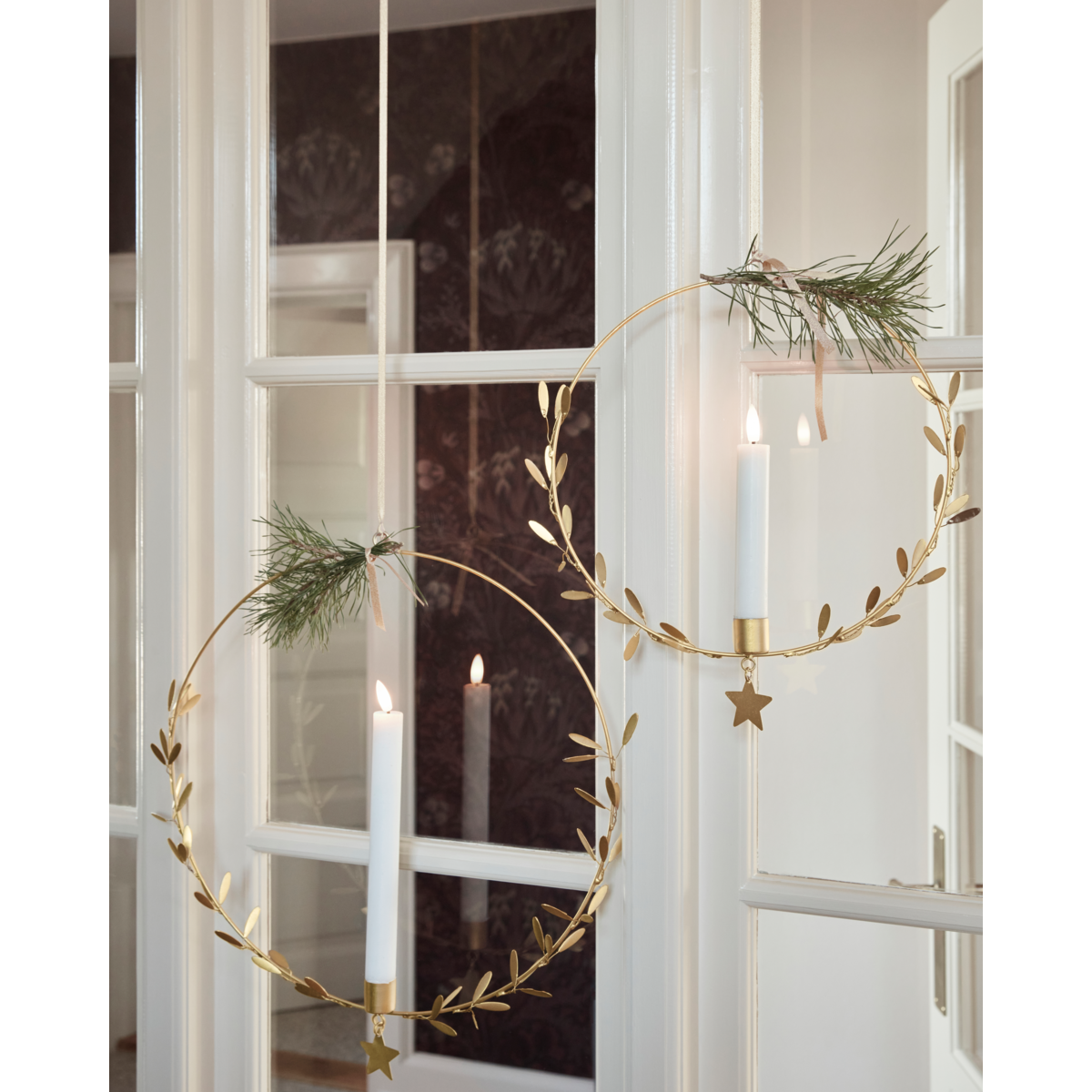 Candle holder, Mistletoe, Brass finish - Small