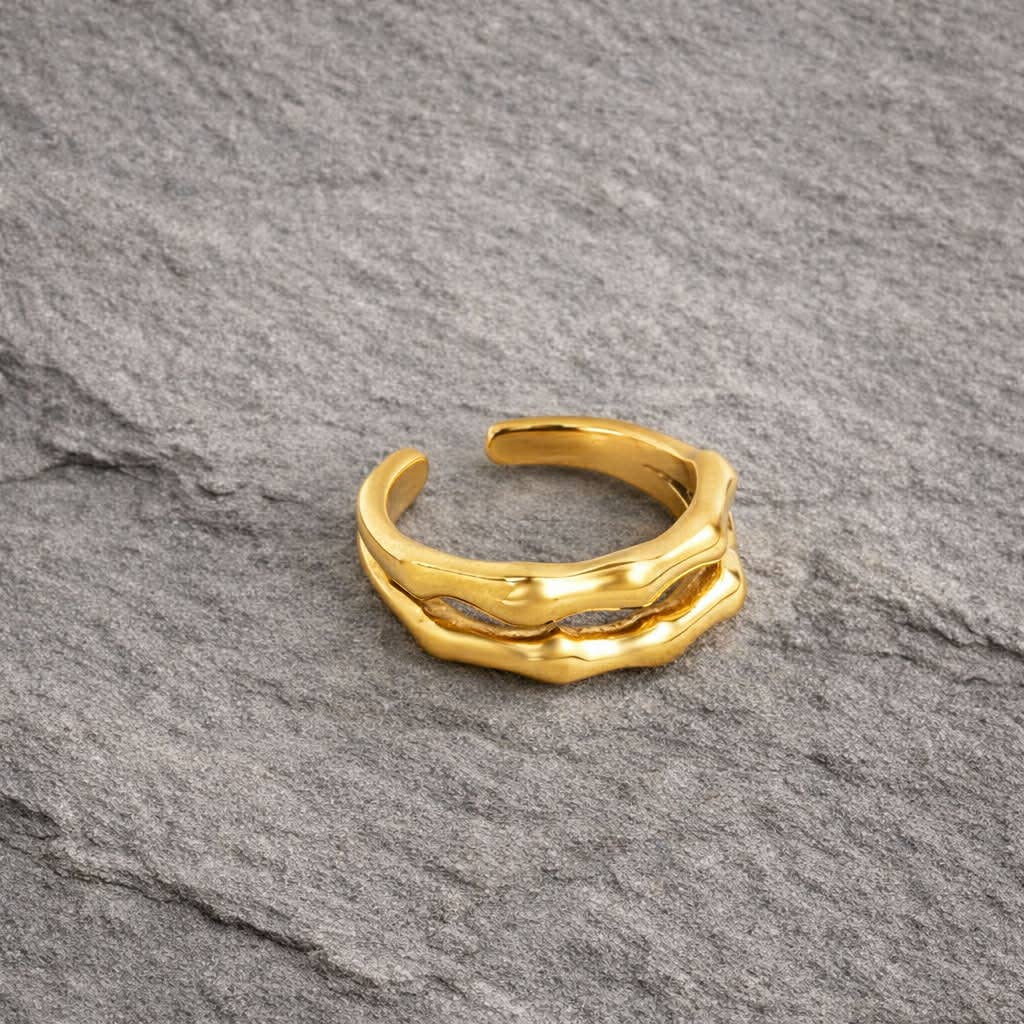 Tarnish Resistant Double Band Open Ring