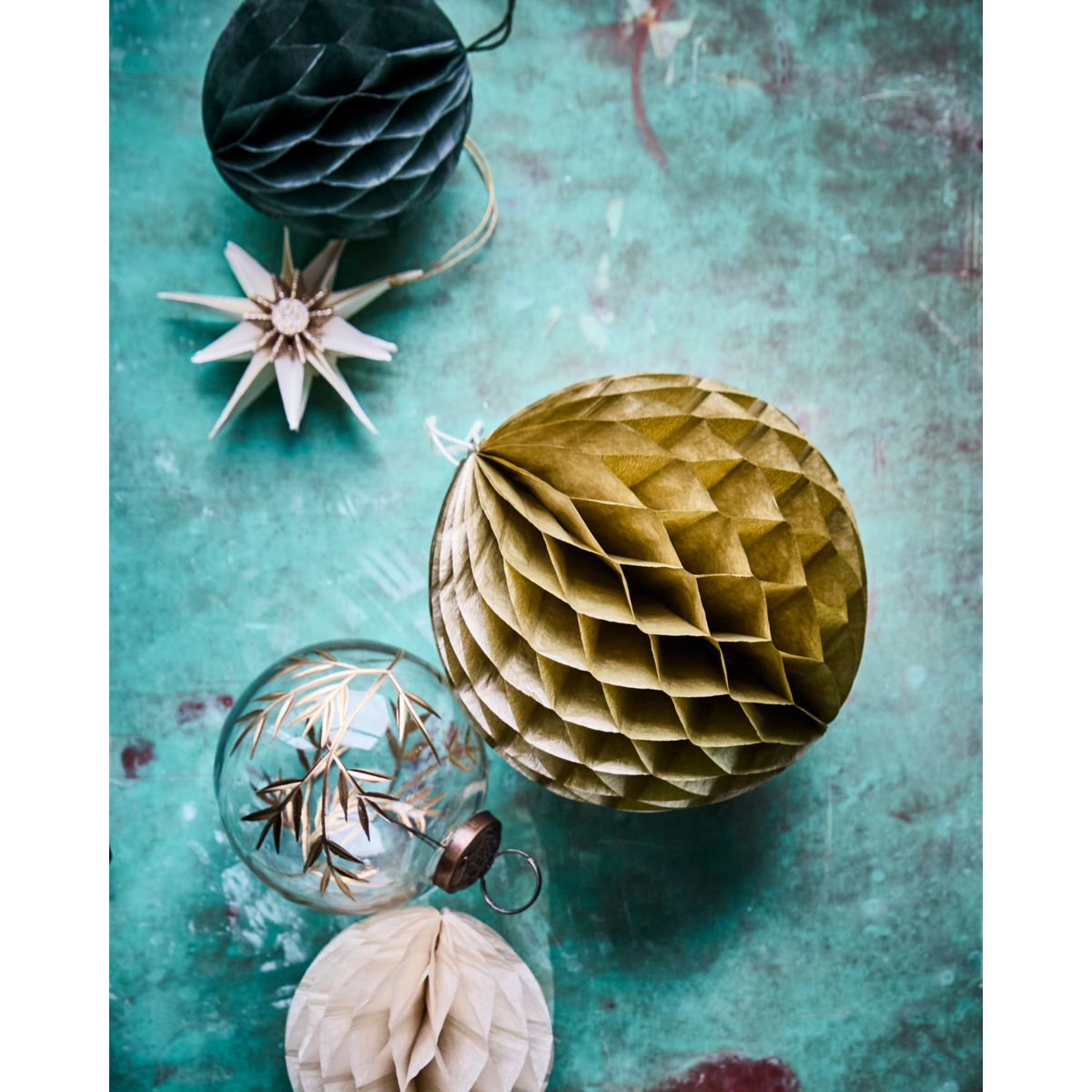 Christmas ornaments, Golden - Set of 3