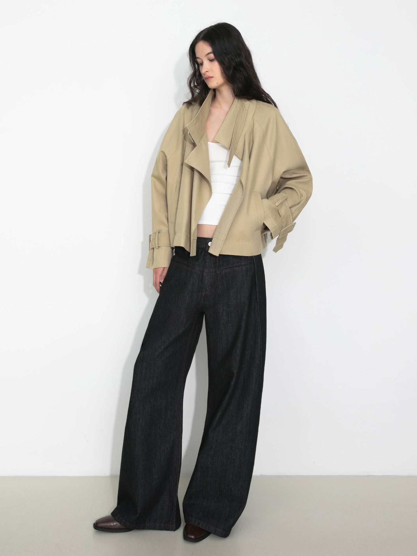 Overlay Cropped Trench Coat