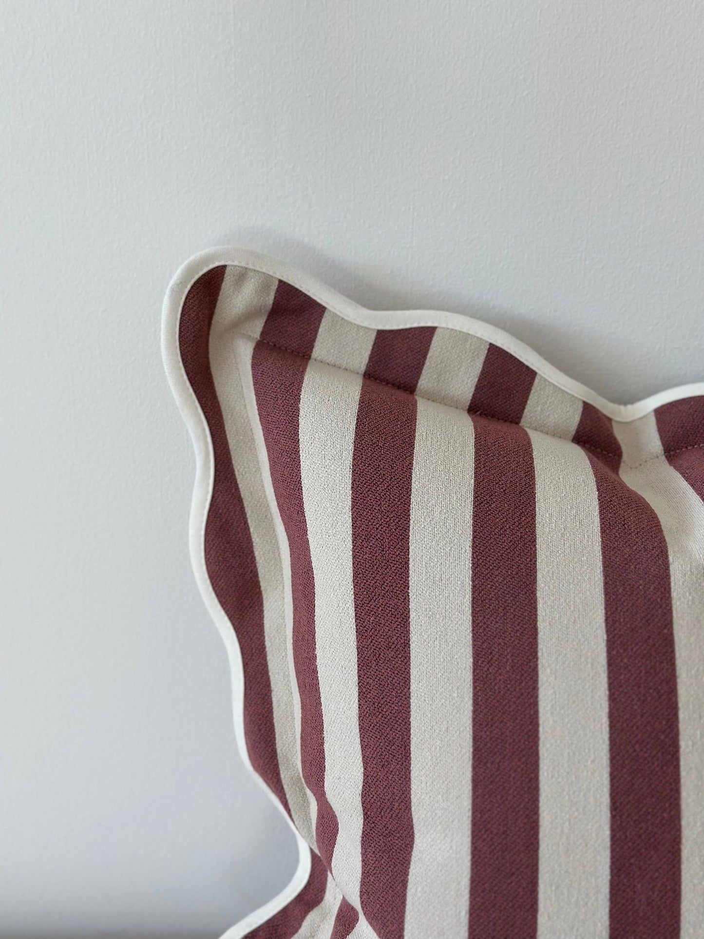 Chloe Plum Stripe Scalloped Edge Cushion Cover
