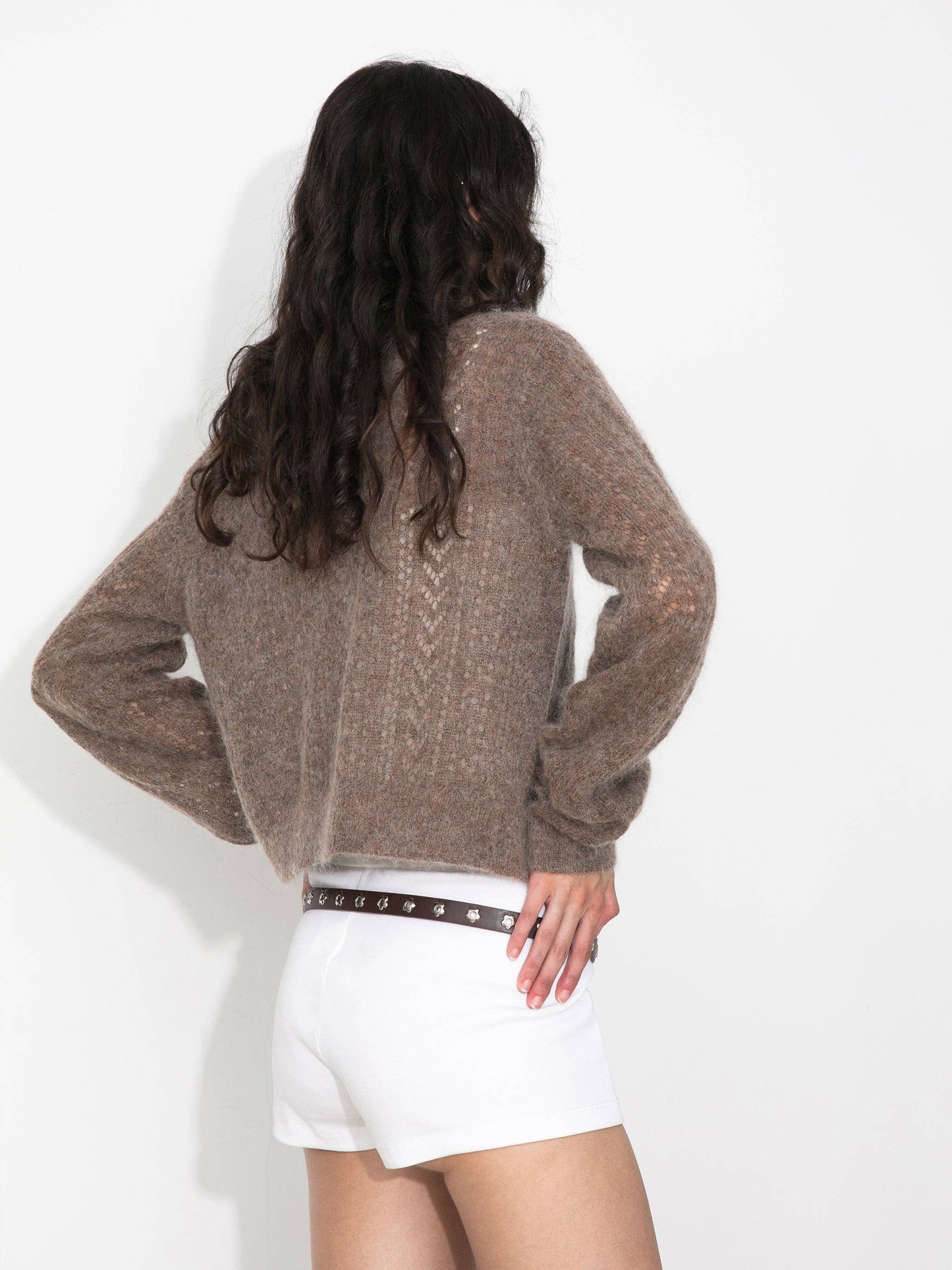 Cropped Open-Knit Cardigan