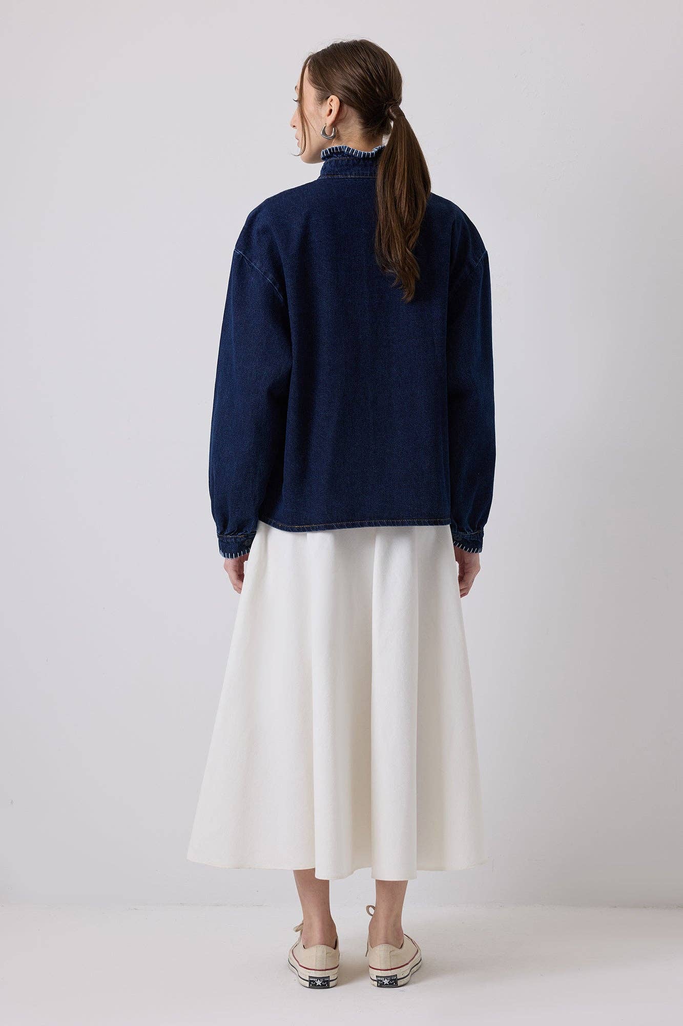 WHIPSTITCH COLLAR UTILITY DENIM JACKET