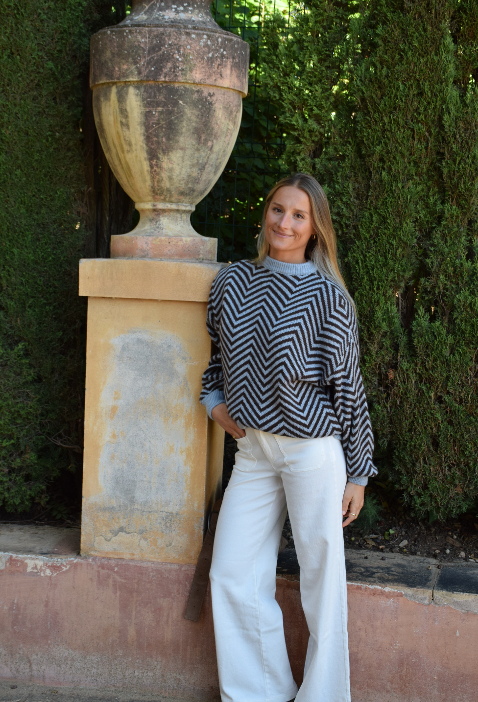 Leonor Blue and Brown Jersey