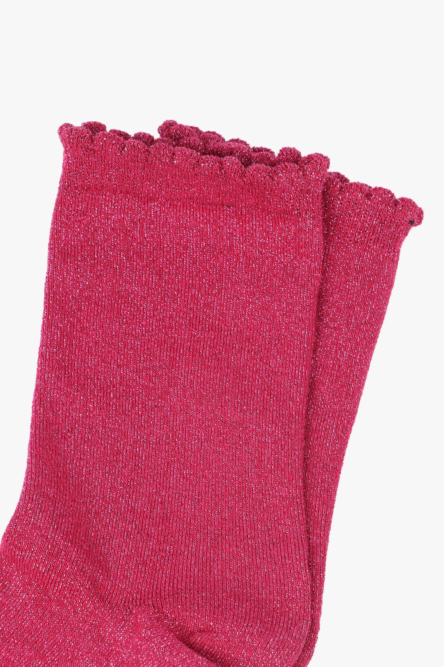 Berry All Over Glitter Socks with Scalloped Top