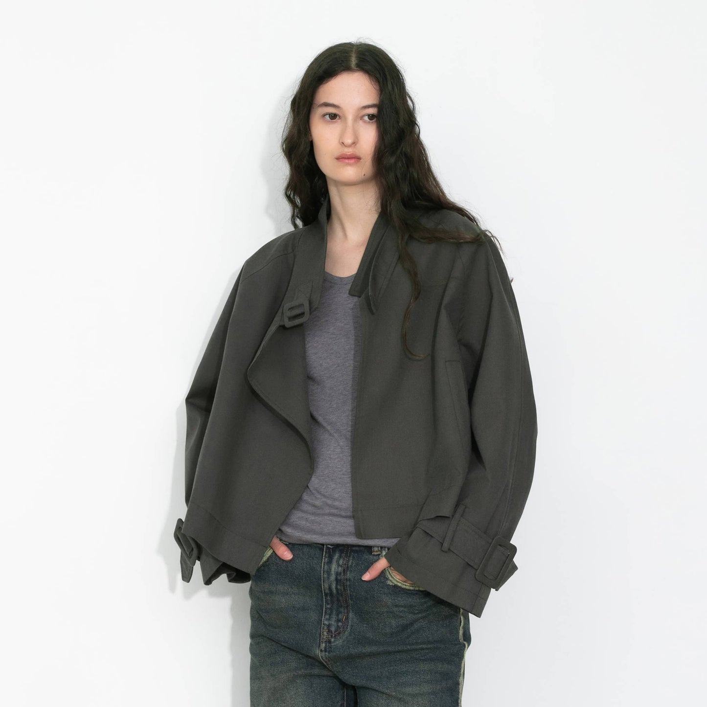 Overlay Cropped Trench Coat