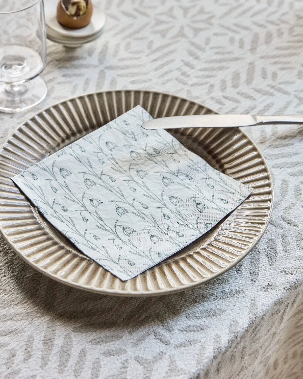 Snowdrop Napkins, White, Green