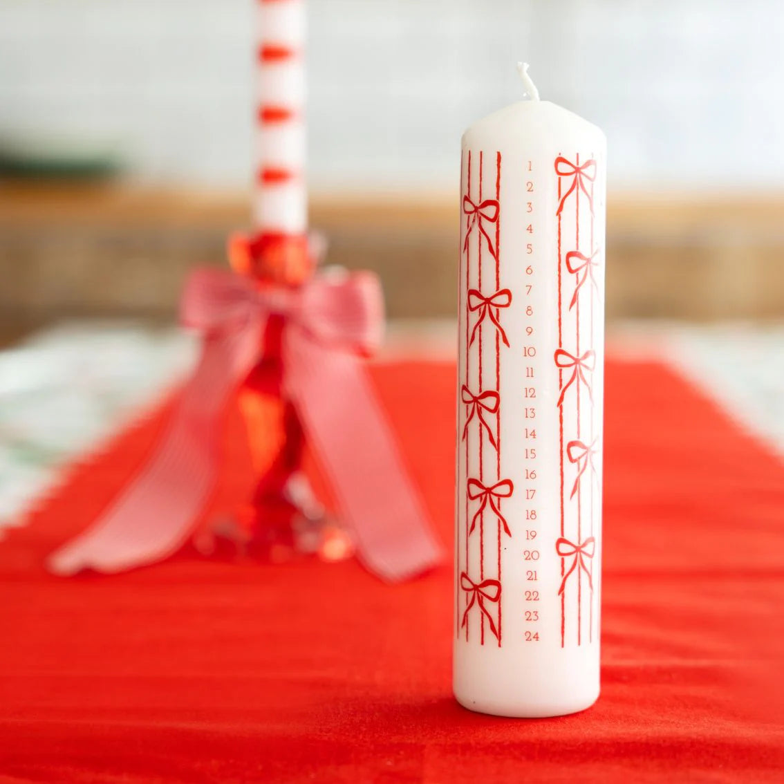 Christmas Bow Advent Candle
