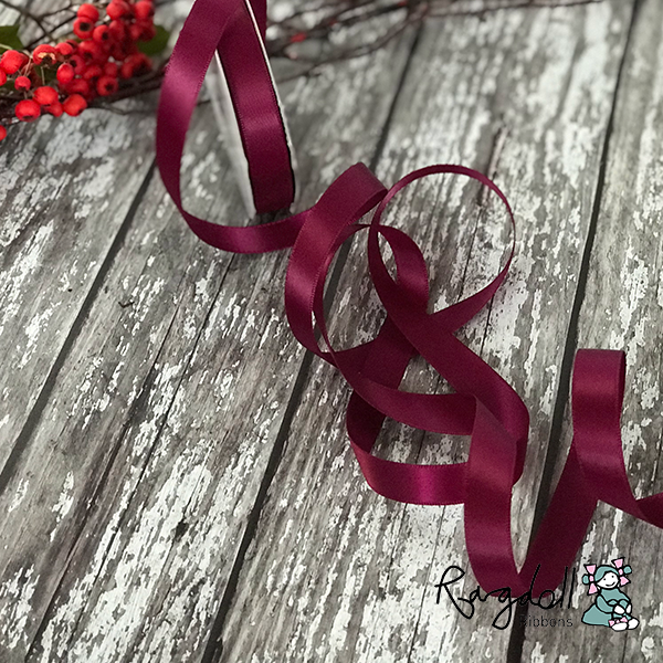 13mm Wine Satin Ribbon – 10 Metre Roll