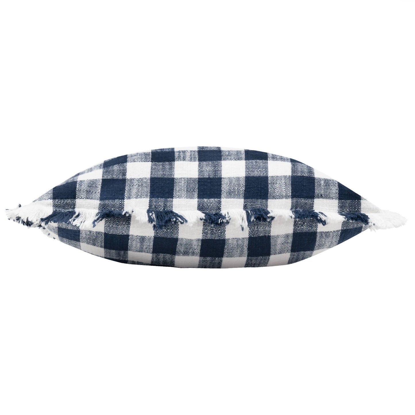 Barton Check Fringed Cushion Navy - MarramTrading.com
