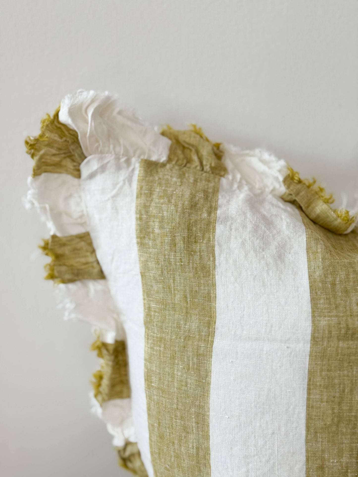 Hallie Light Olive Wide Stripe Cushion 45x45cm