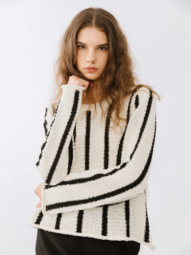 Black & White Striped Knit Jumper - MarramTrading.com