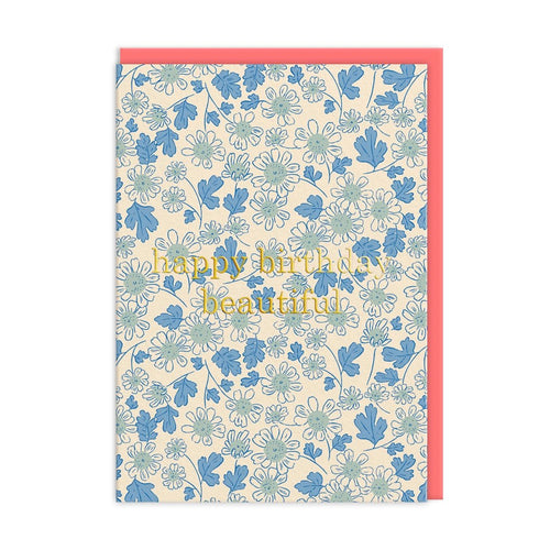 Blue Daisies Happy Birthday Card - MarramTrading.com
