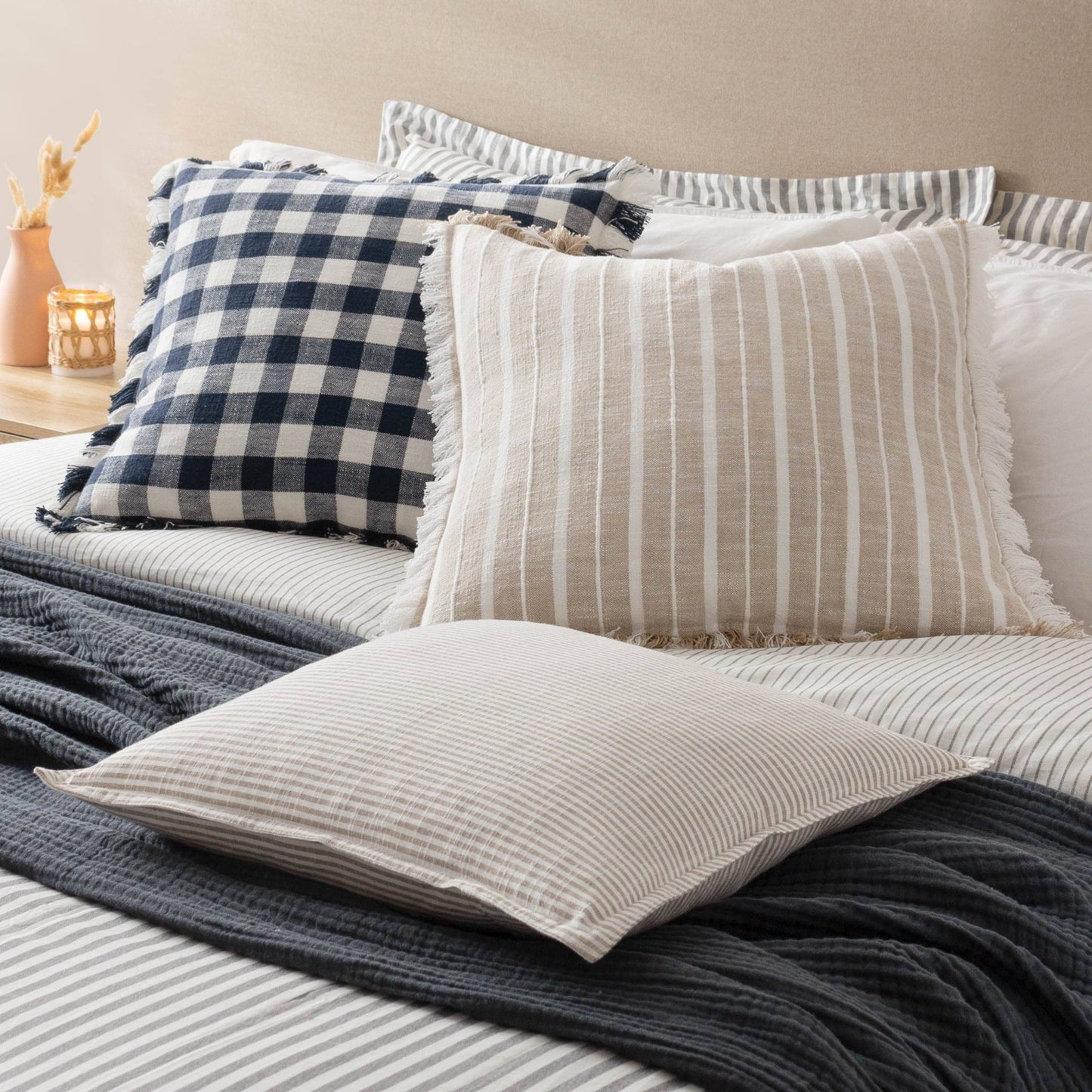 Bowman Striped Cushion Natural - MarramTrading.com