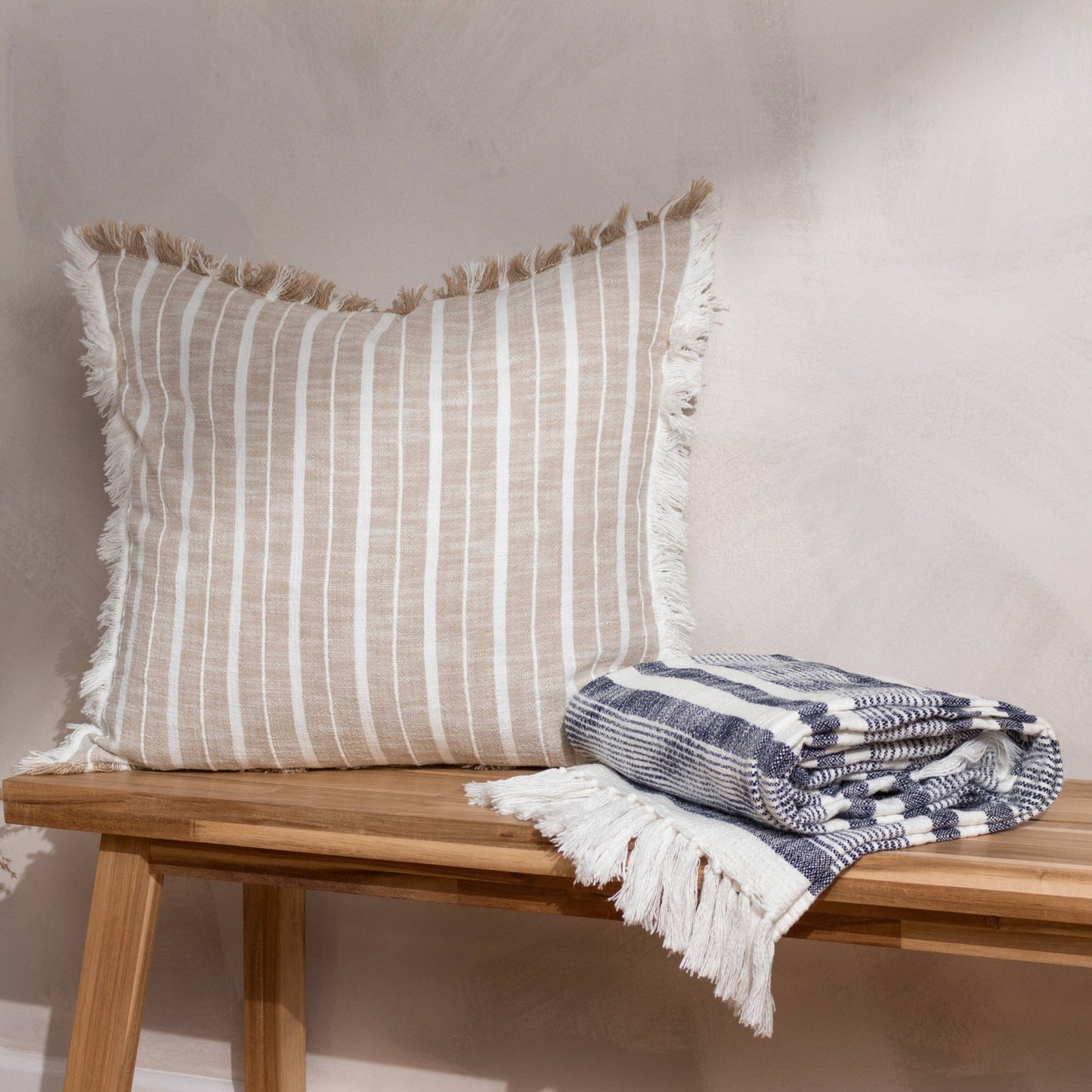 Bowman Striped Cushion Natural - MarramTrading.com