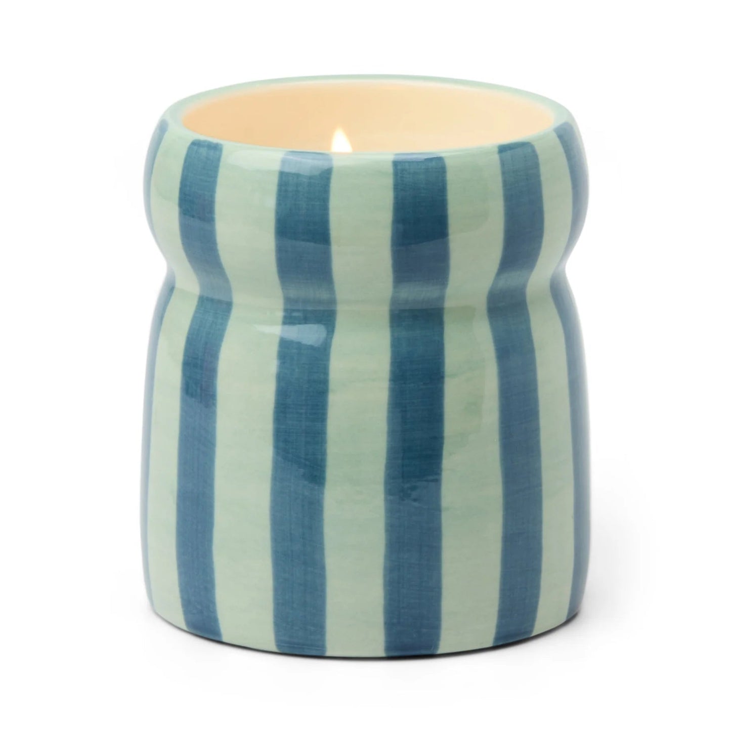 CABANA RED/PINK STRIPED CERAMIC CANDLE - WARM CIDER - MarramTrading.com