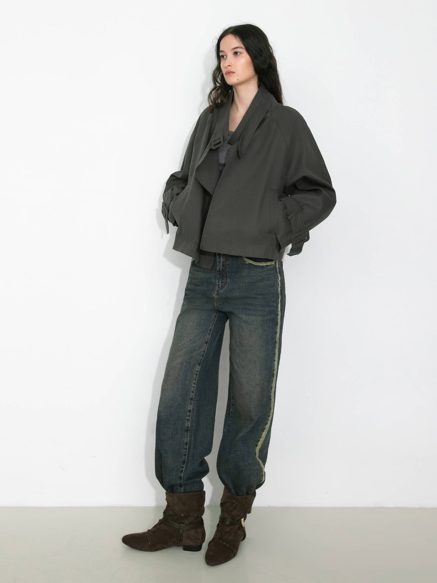 Overlay Cropped Trench Coat