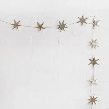 Gold Star Wood Garland 2M