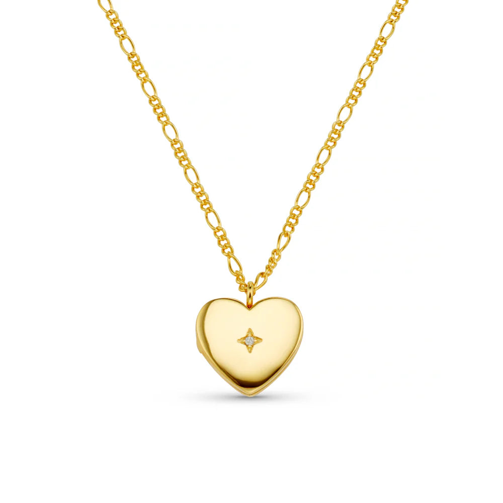 Crystal Heart Locket Necklace