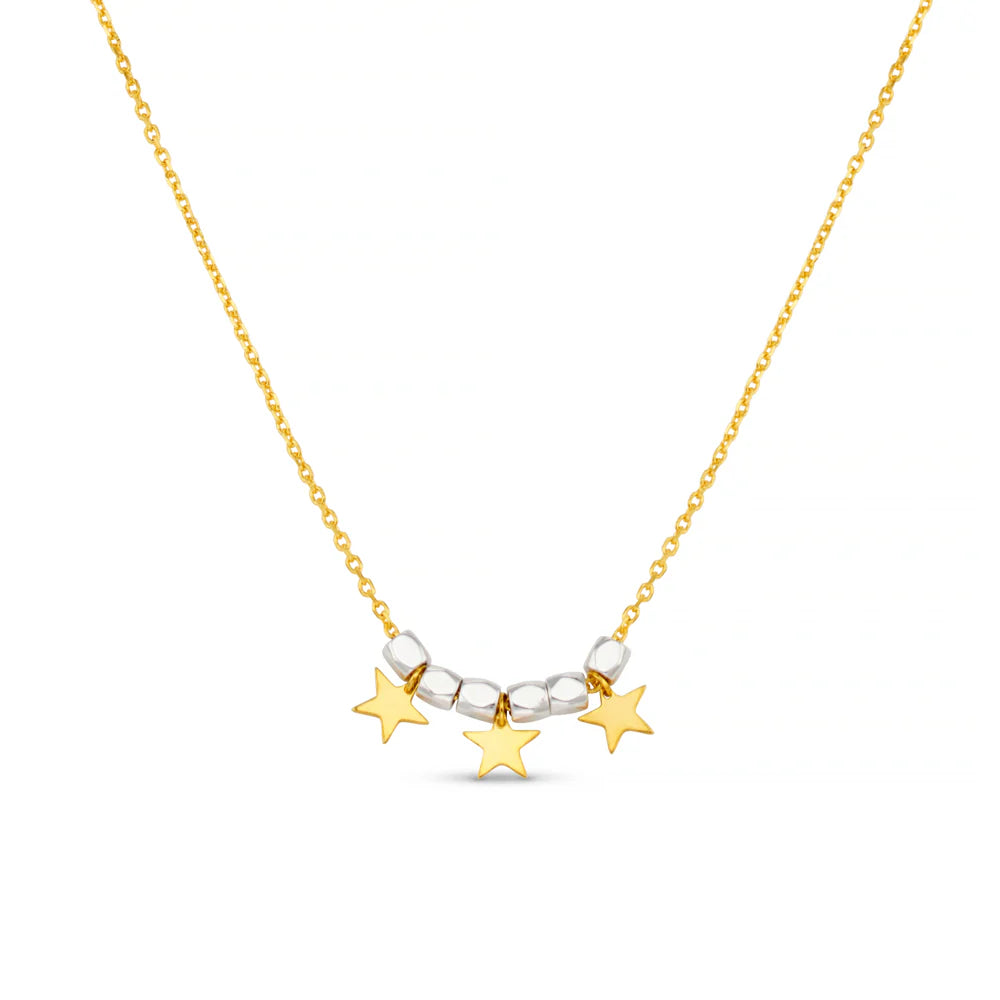 Mixed Plate Bead & Star Charm Necklace