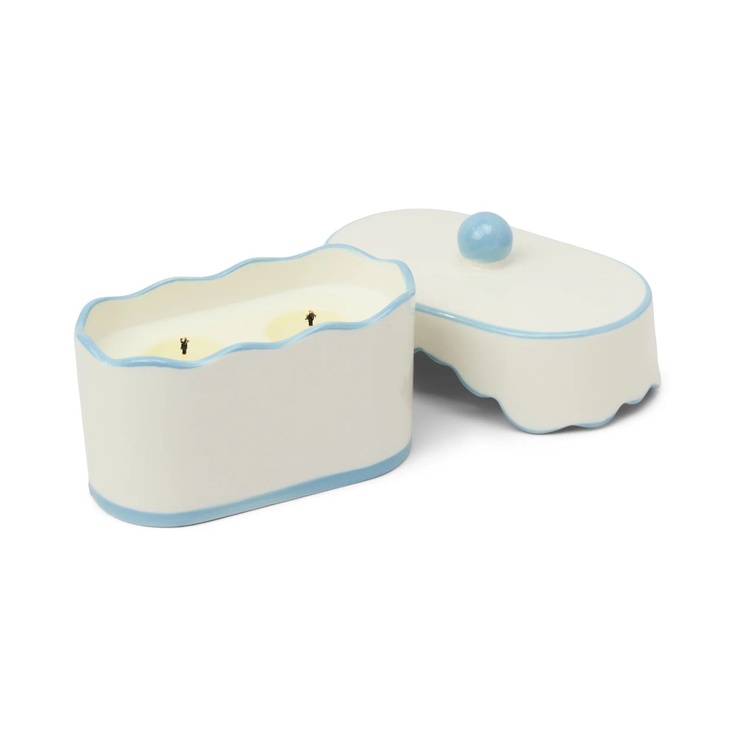 CHERIE CERAMIC DISH CANDLE - BLUE - LAVENDER & THYME - MarramTrading.com
