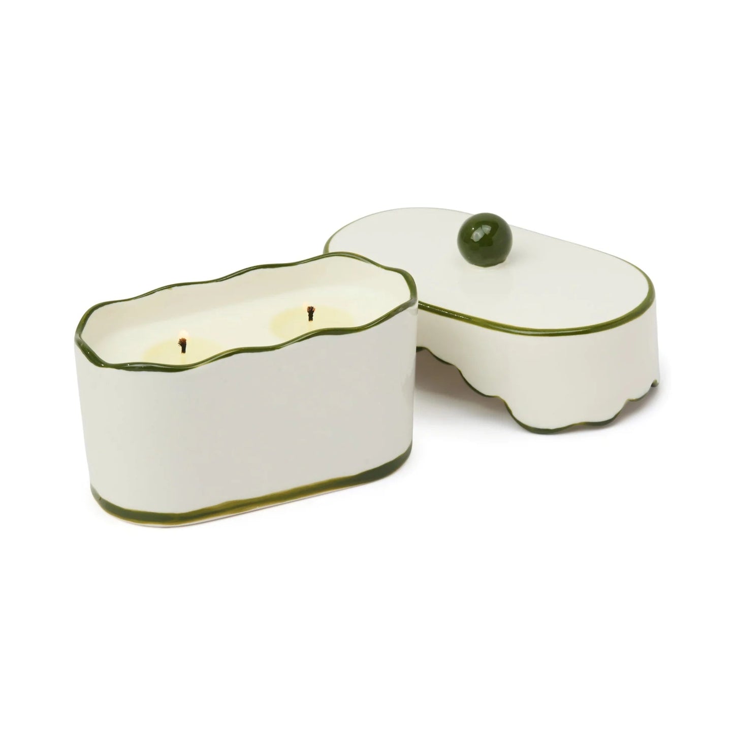 CHERIE CERAMIC DISH CANDLE - GREEN - SMOKED PISTACHIO - MarramTrading.com