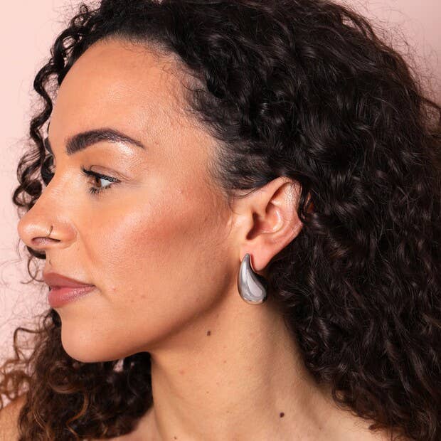 Chunky Teardrop Earrings Silver - MarramTrading.com