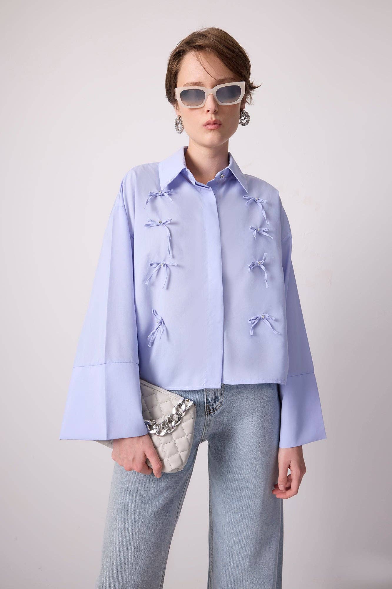 COTTON SHIRT WITH BOW DETAIL - MarramTrading.com