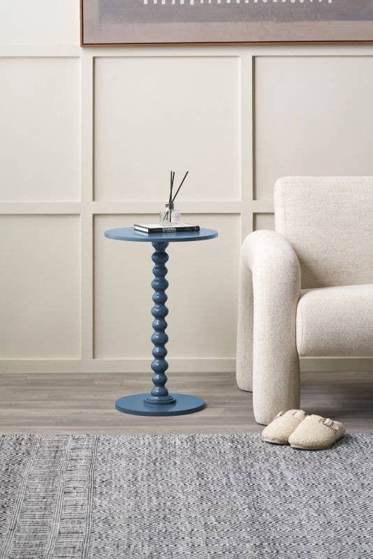 Navy Wood Bobble Side Table