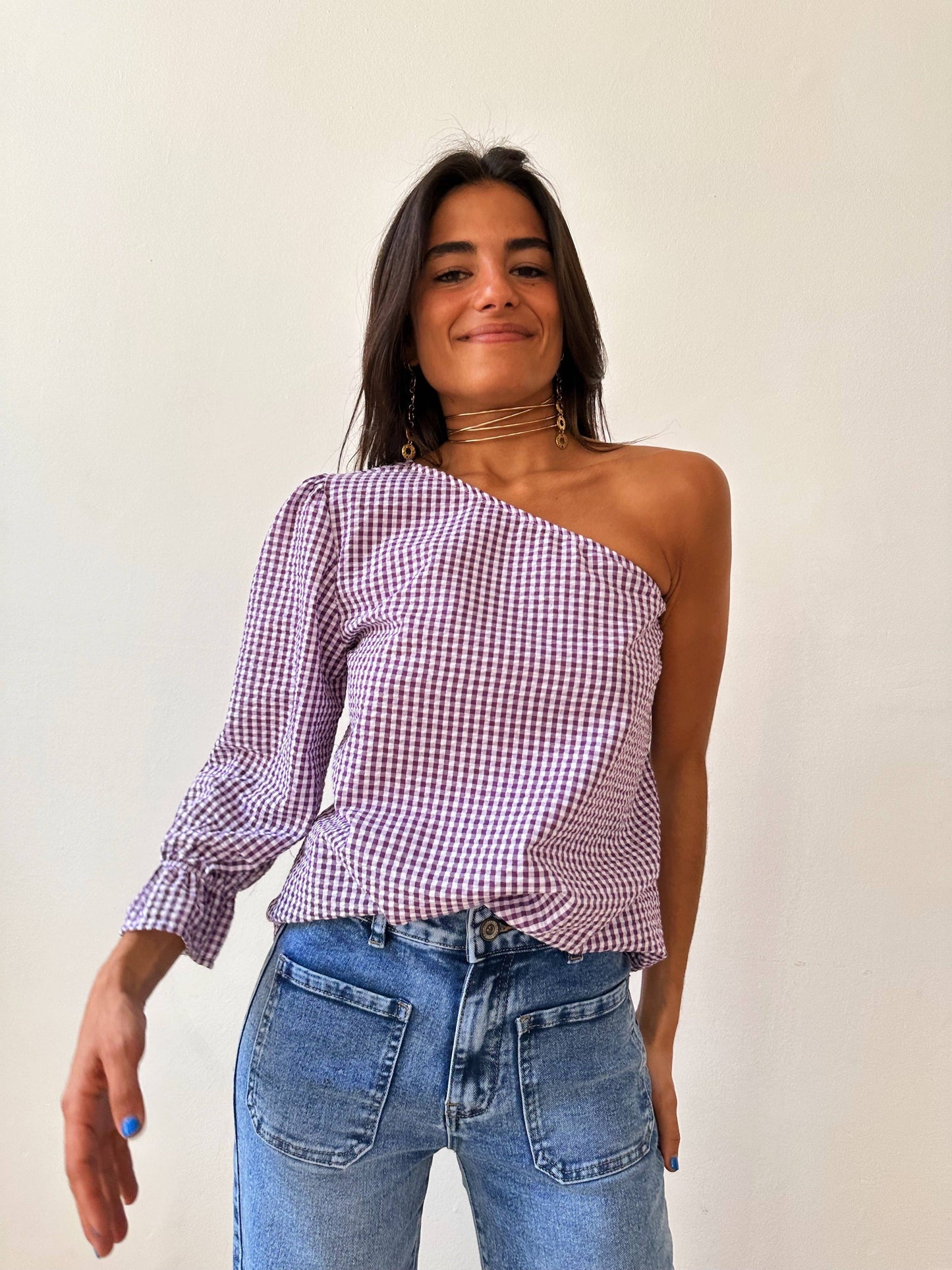 Inés Vichy Lavender Top
