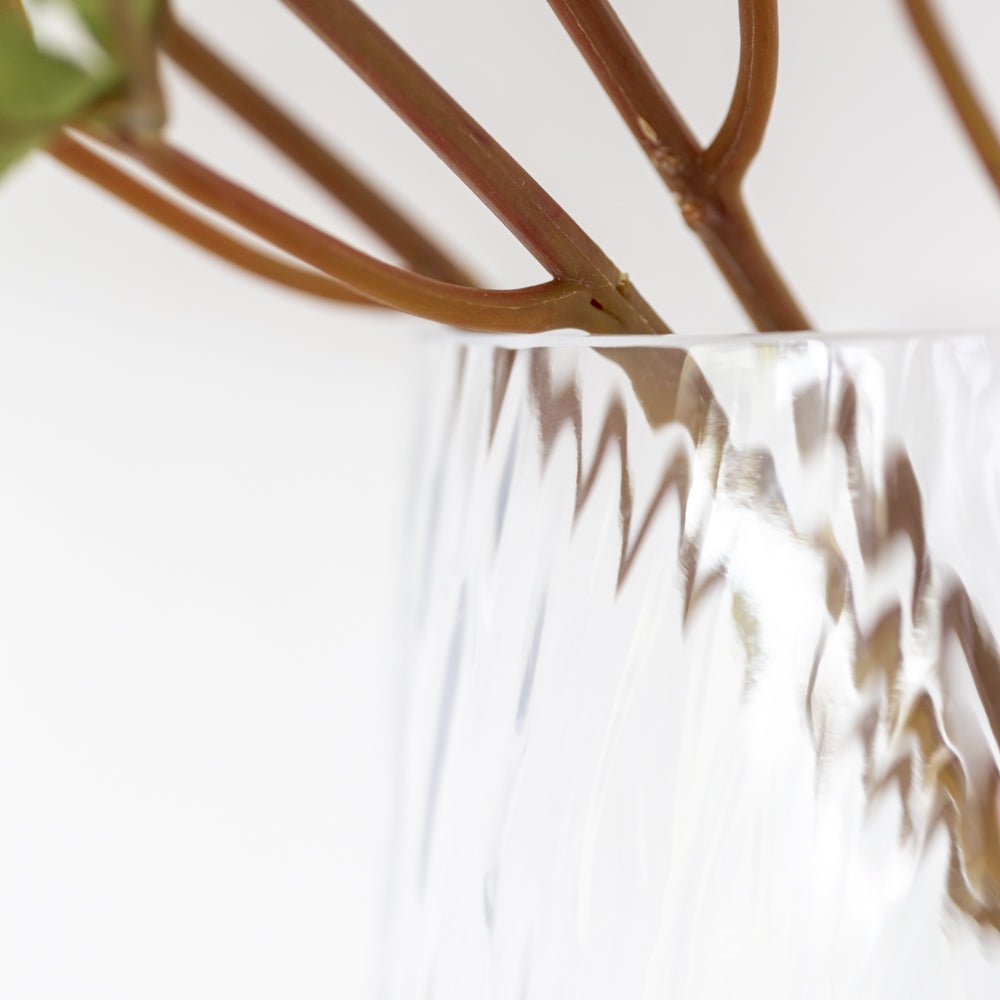 Glass Vase Clear Ripple Short - MarramTrading.com