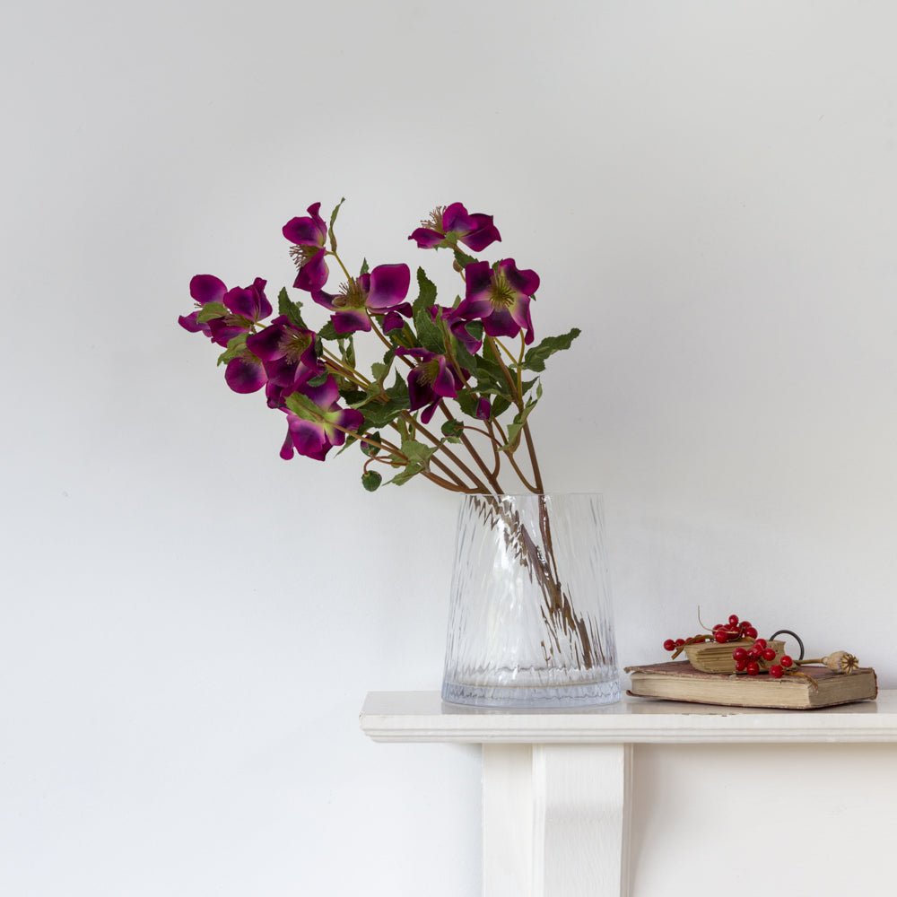 Glass Vase Clear Ripple Short - MarramTrading.com