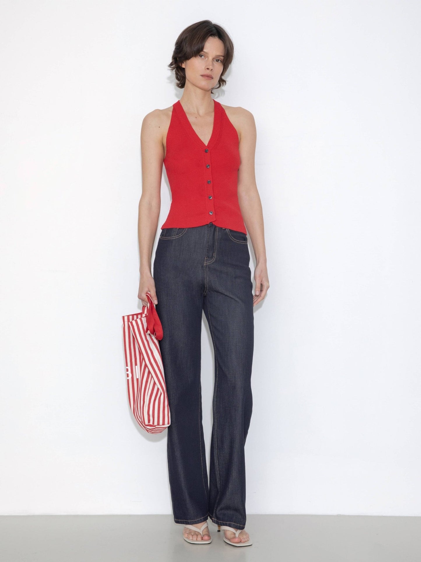 Halter Neck Off - Shoulder Cardigan Vest - MarramTrading.com