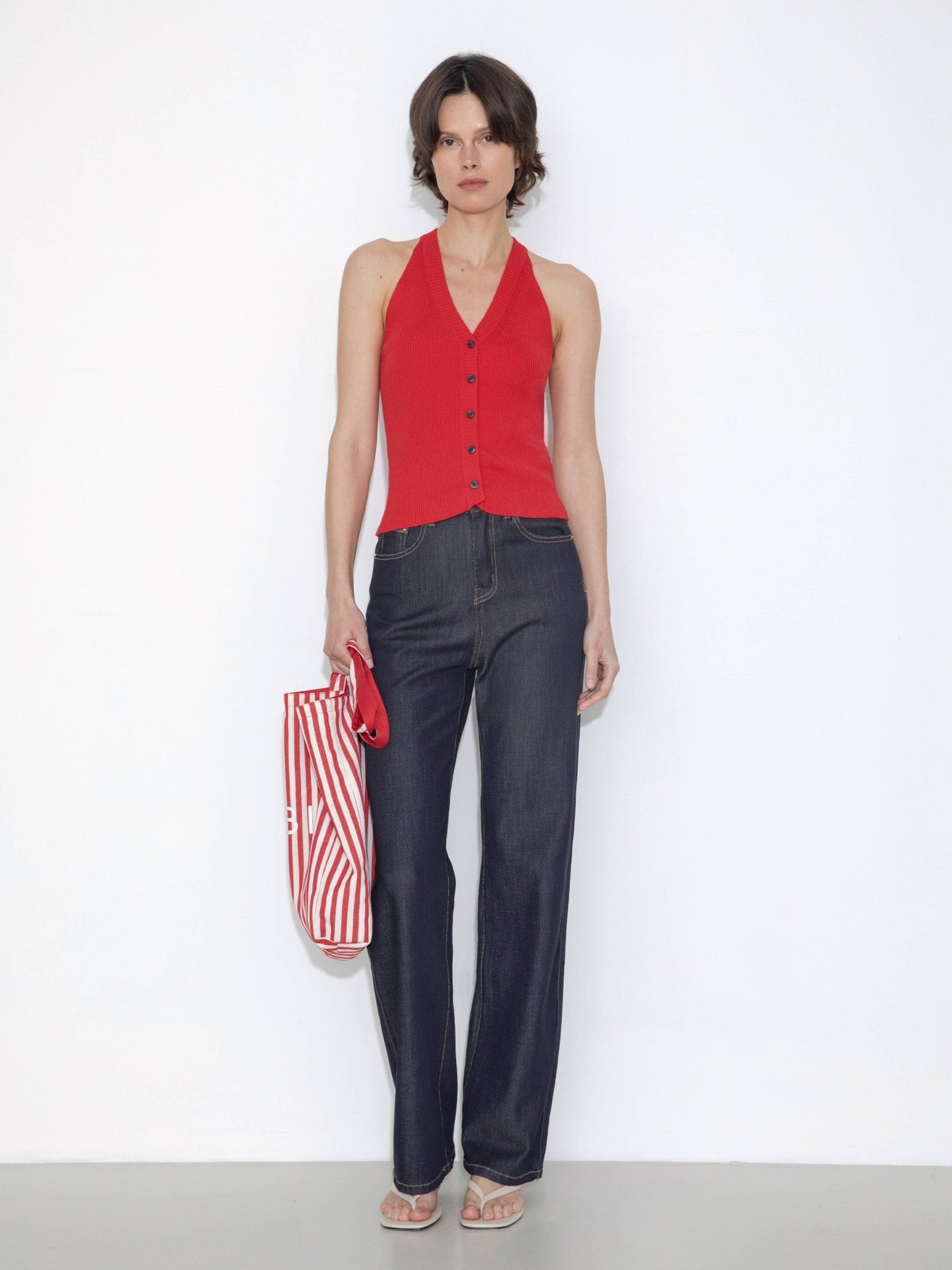 Halter Neck Off - Shoulder Cardigan Vest - MarramTrading.com