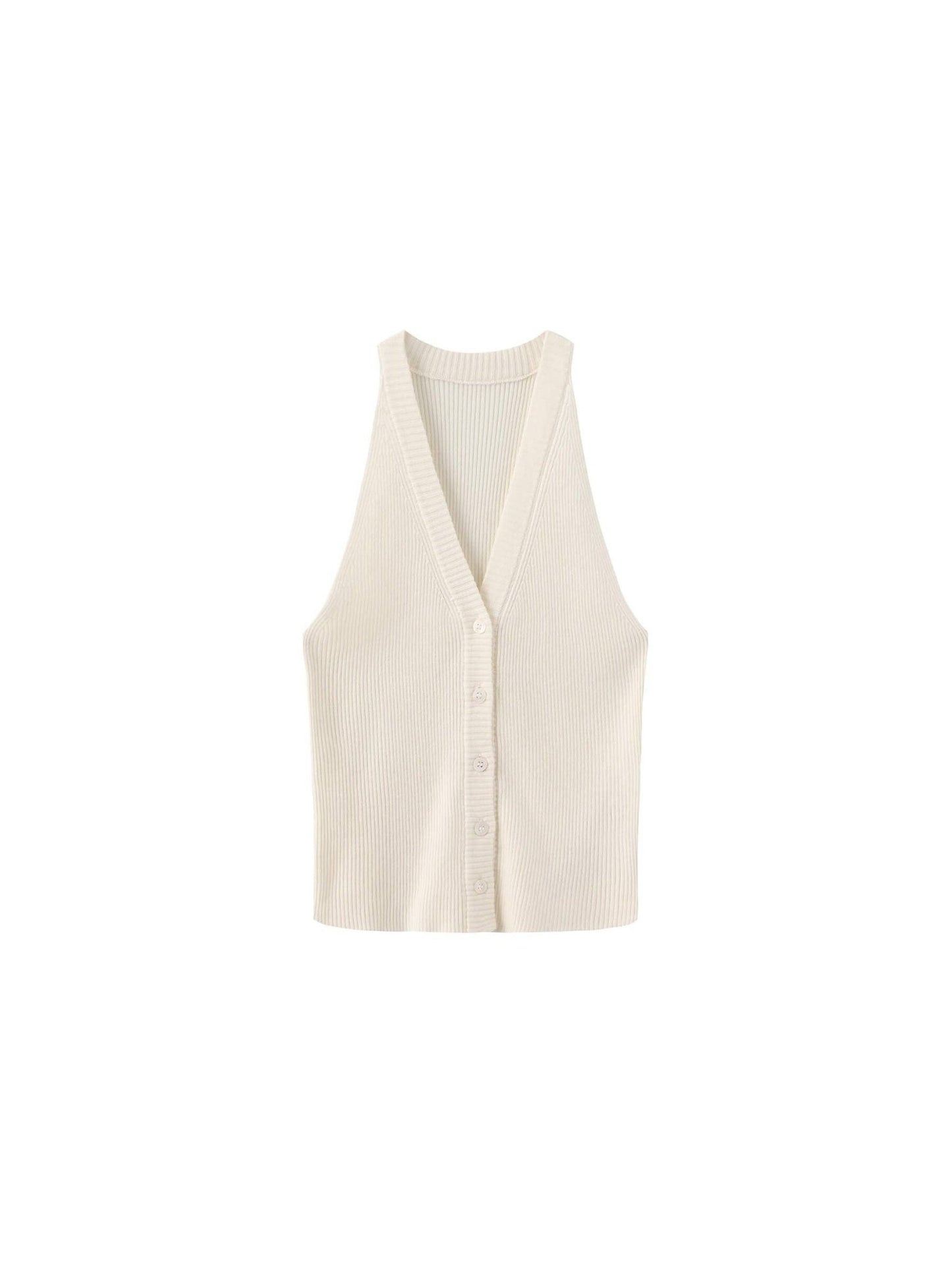 Halter Neck Off - Shoulder Cardigan Vest - MarramTrading.com