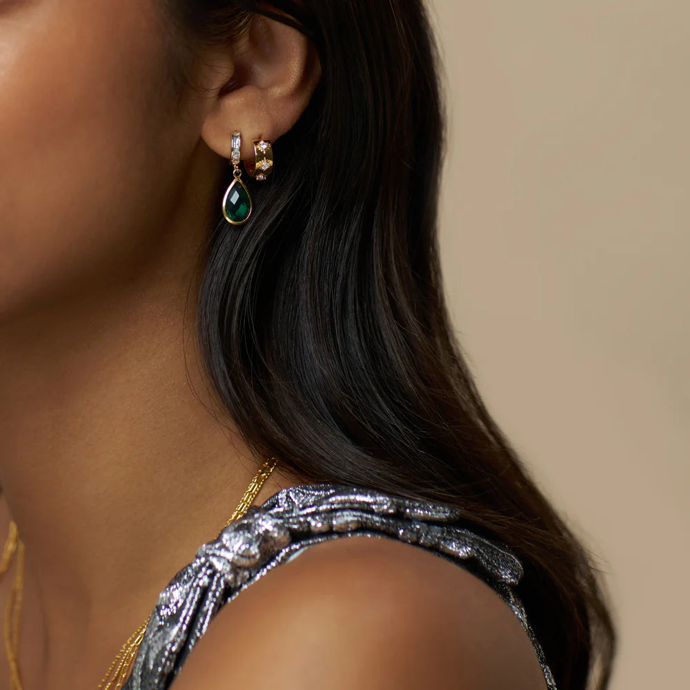 Starburst Embellished Huggie Hoop Earrings