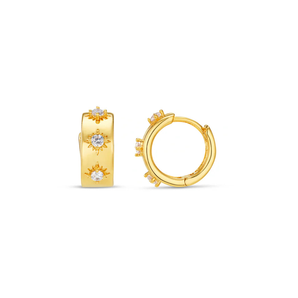 Starburst Embellished Huggie Hoop Earrings