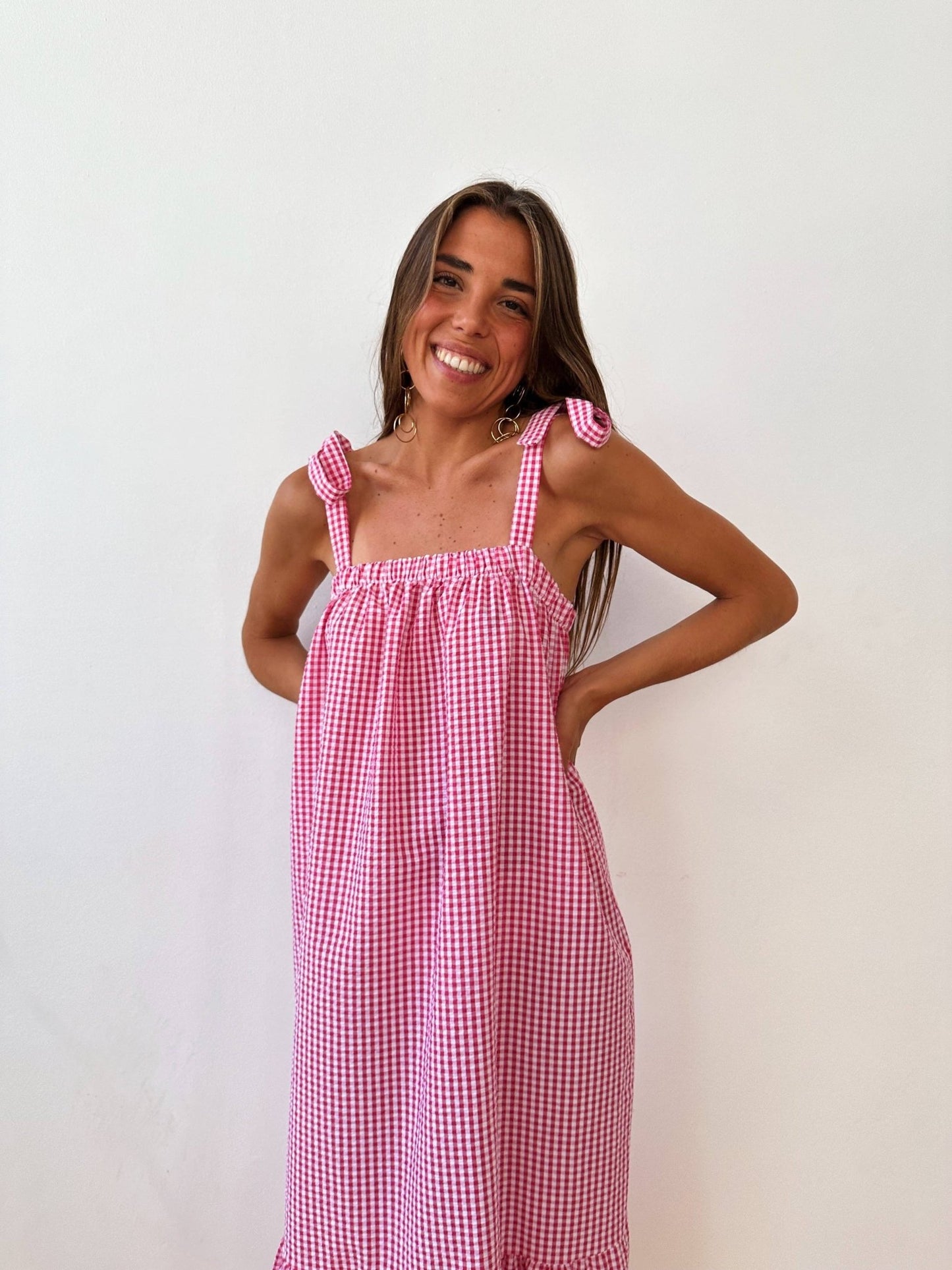 Inés Vichy Pink Dress - MarramTrading.com