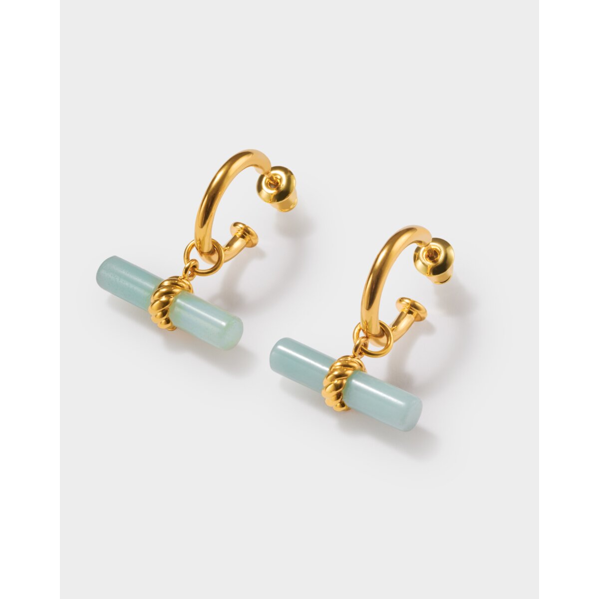 Azura Waterproof Gold T-Bar Hoop Earrings