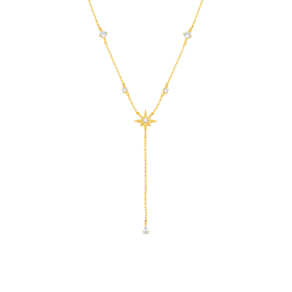 Crystal & Starburst Fine Lariat Necklace