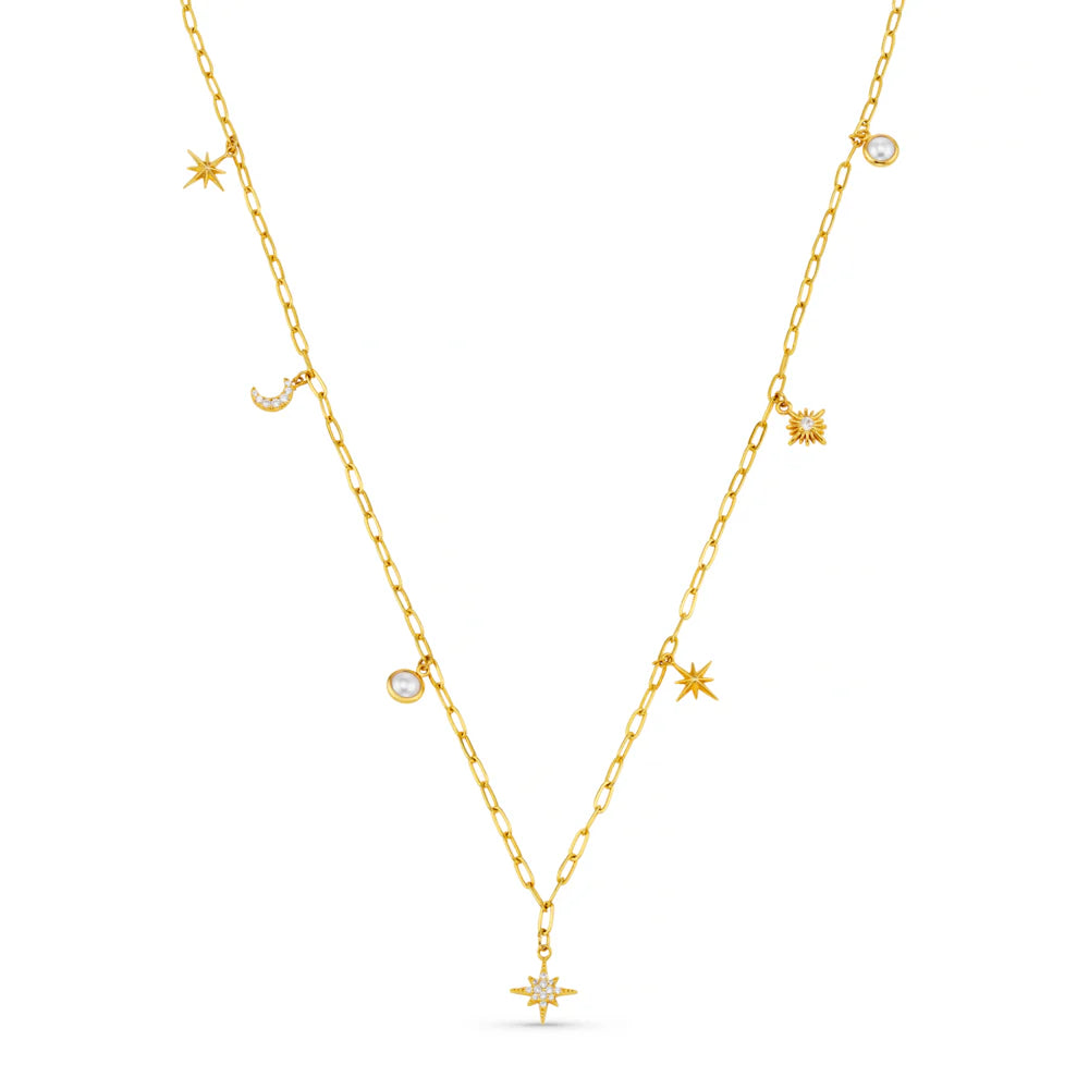 Celestial Multi Charm Rope Necklace