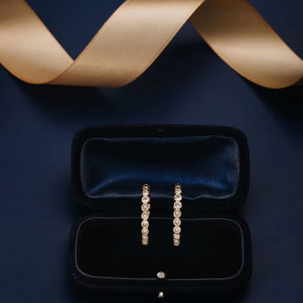 Crystal Tennis Mid-Size Hoop Earrings