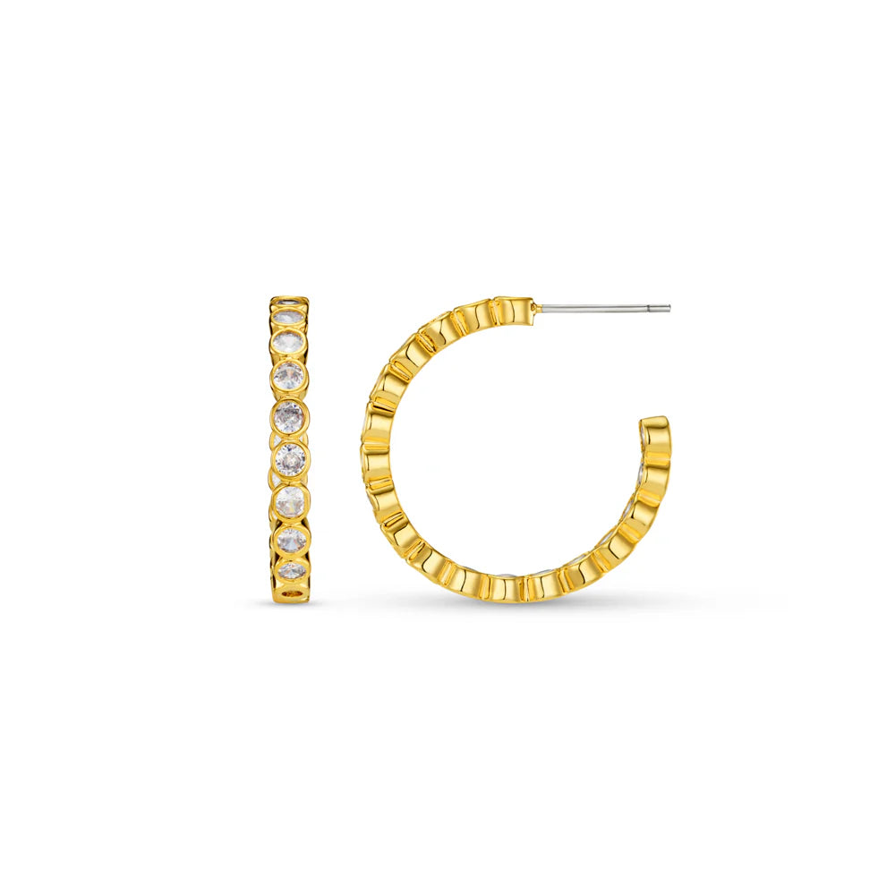 Crystal Tennis Mid-Size Hoop Earrings