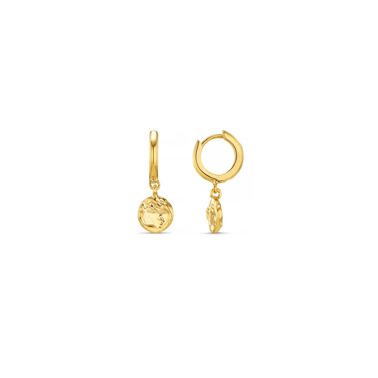 Molten Coin Huggie Hoop Earrings - MarramTrading.com