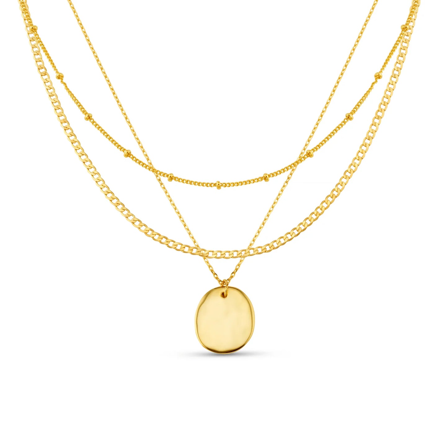 Polished Molten Coin 3-Row Necklace
