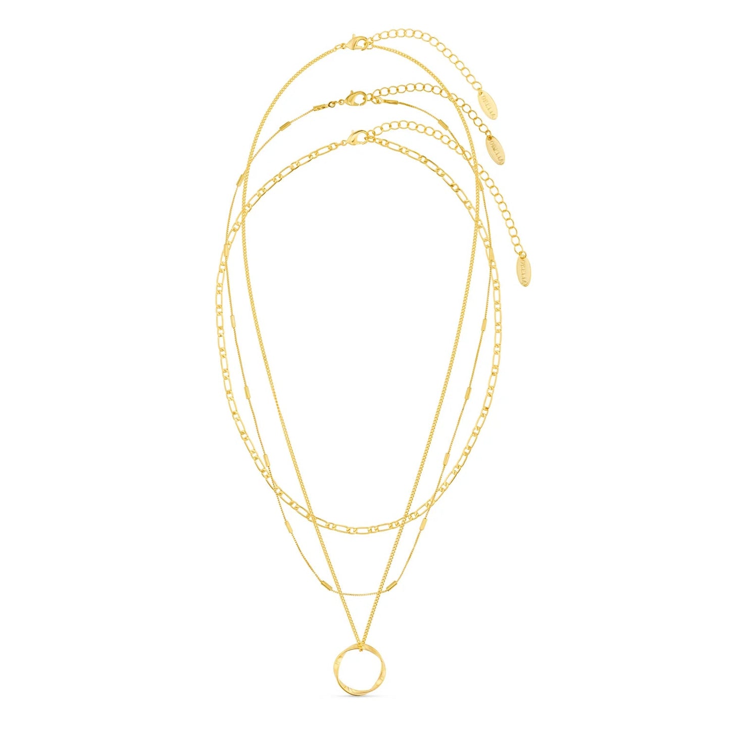 Open Circle Three Row Necklace - Gold - MarramTrading.com